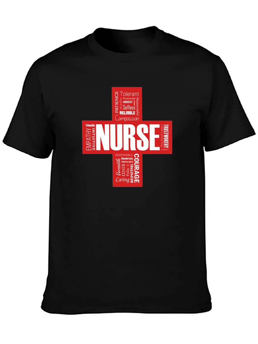 Nurse Word Cloud Black T-Shirt