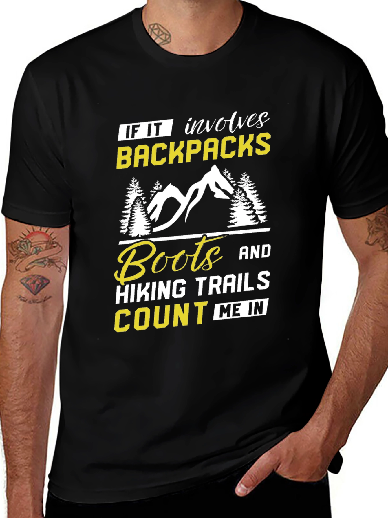 Hiking Graphic T-Shirt - Backpacks Boots Trails Tee