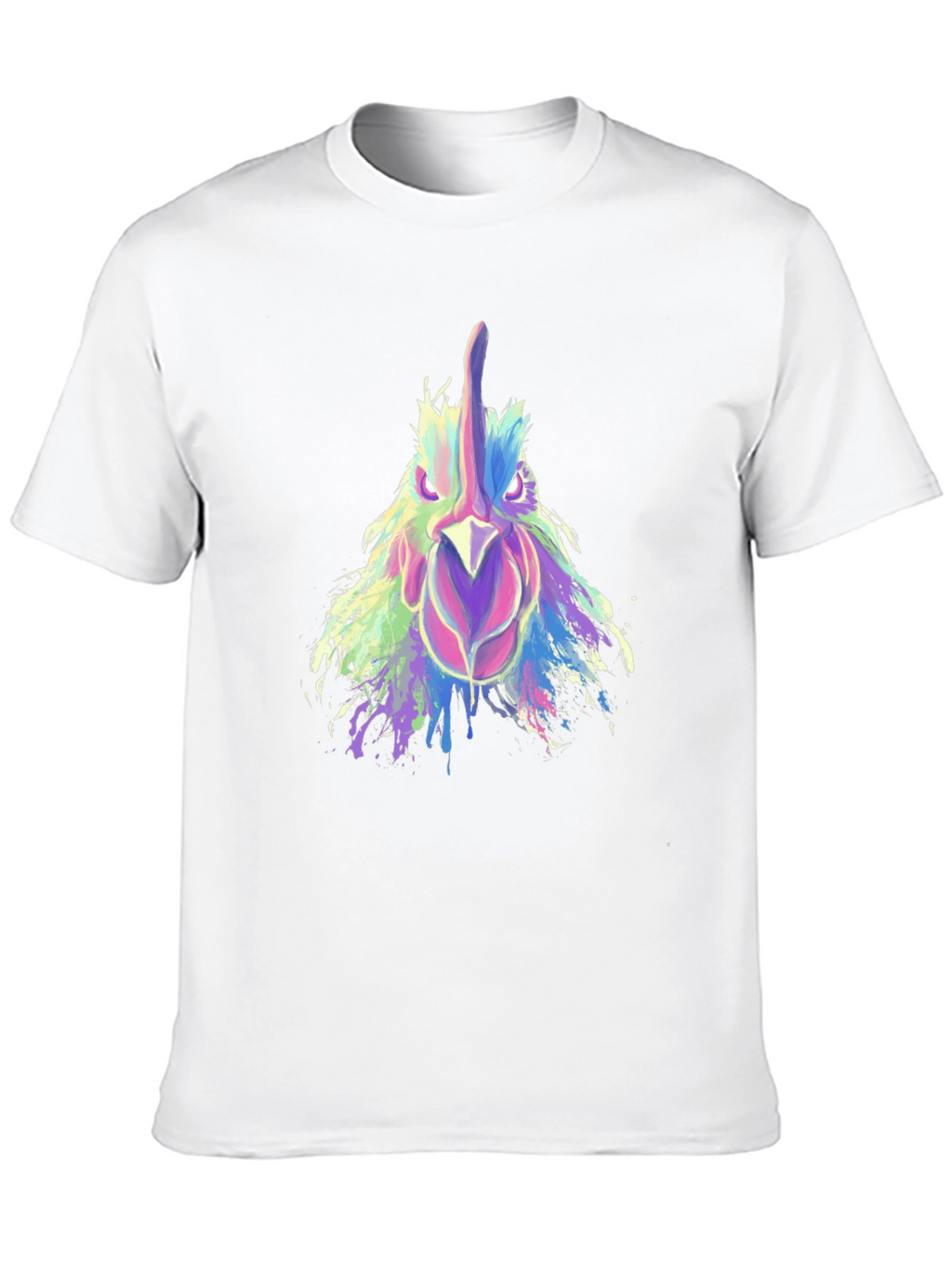 Abstract Rooster Graphic Print Black T-Shirt