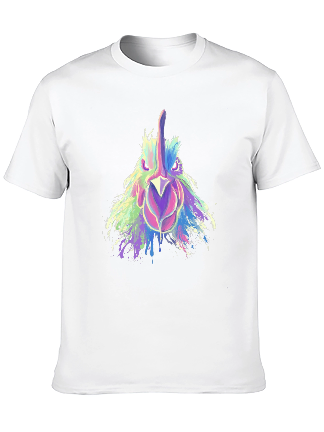 Abstract Rooster Graphic Print Black T-Shirt