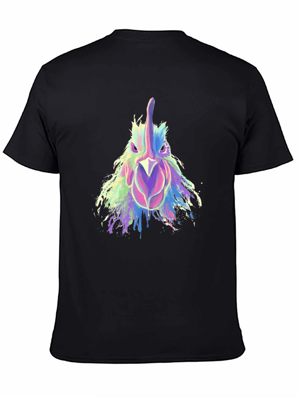 Abstract Rooster Graphic Print Black T-Shirt