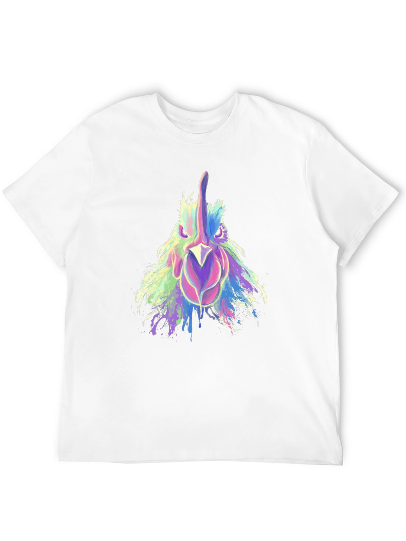 Abstract Rooster Graphic Print Black T-Shirt