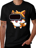 VR Fox Black T-Shirt - Cute Gamer Tee