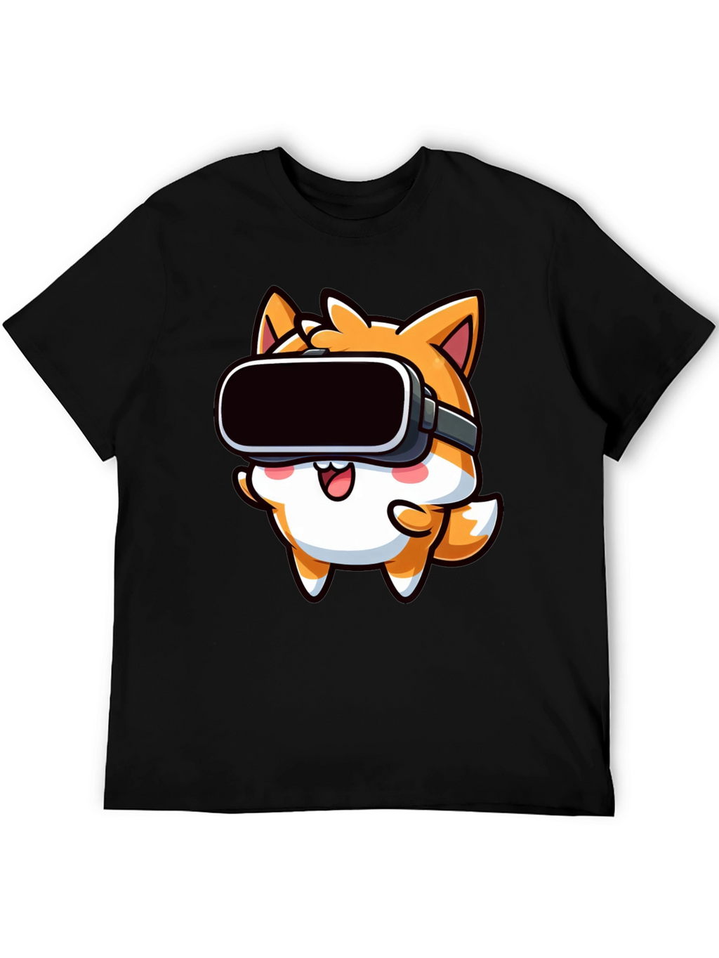 VR Fox Black T-Shirt - Cute Gamer Tee