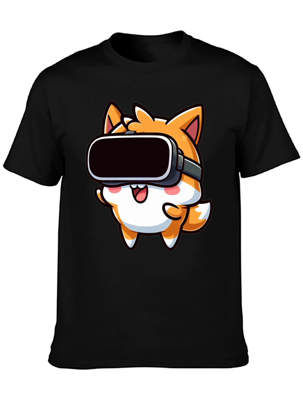 VR Fox Black T-Shirt - Cute Gamer Tee