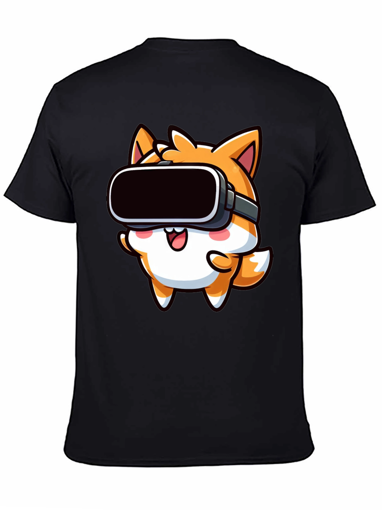 VR Fox Black T-Shirt - Cute Gamer Tee