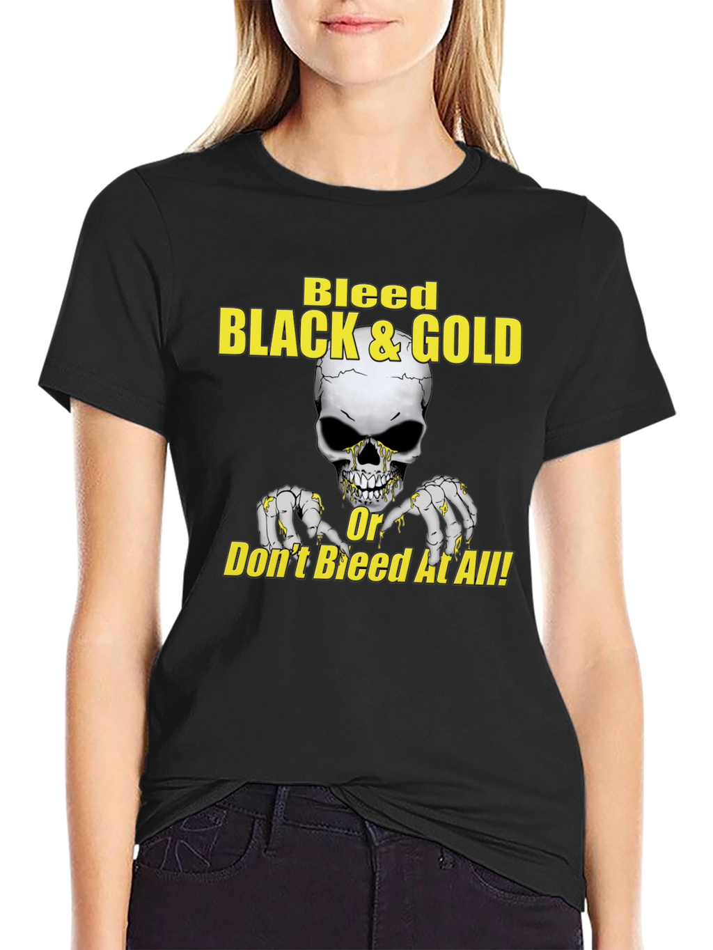 Bleed Black & Gold Skull Graphic Tee