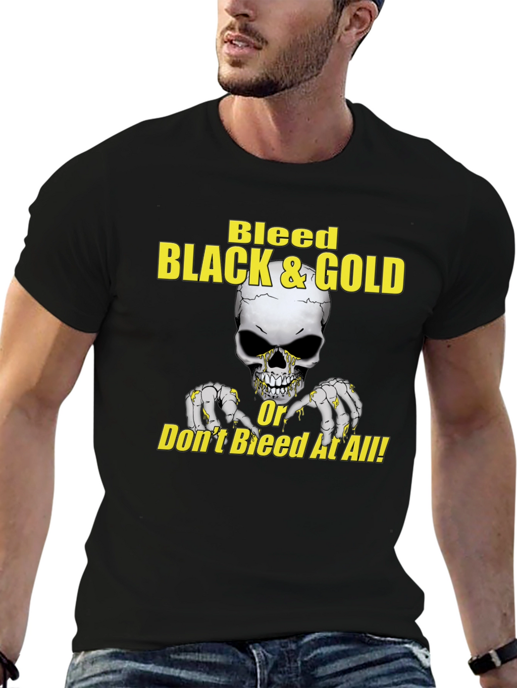 Bleed Black & Gold Skull Graphic Tee