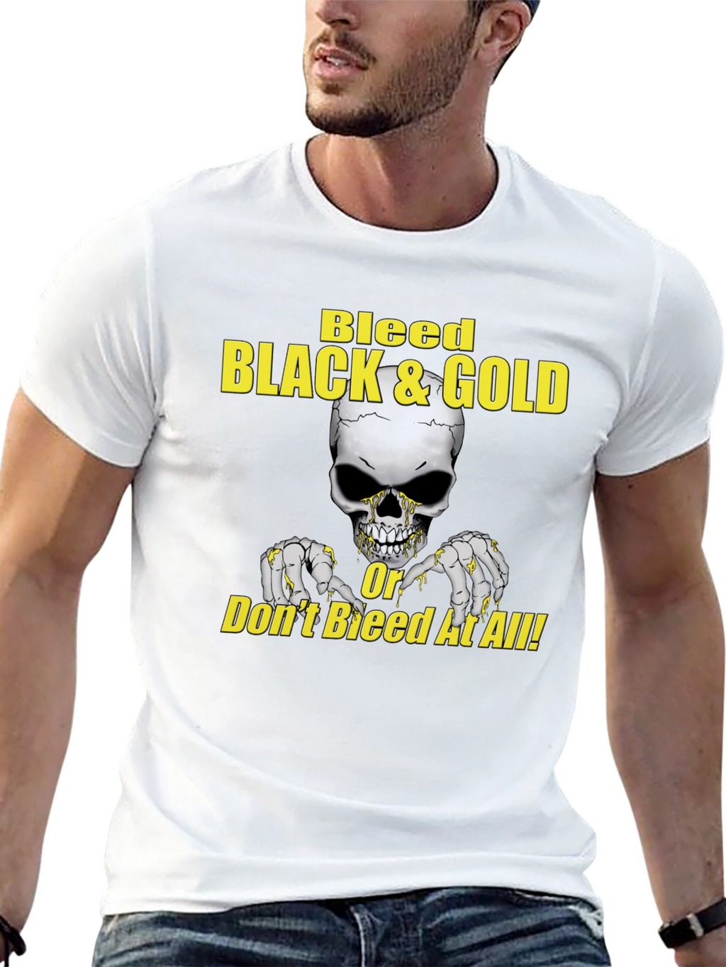 Bleed Black & Gold Skull Graphic Tee