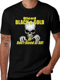 Bleed Black & Gold Skull Graphic Tee