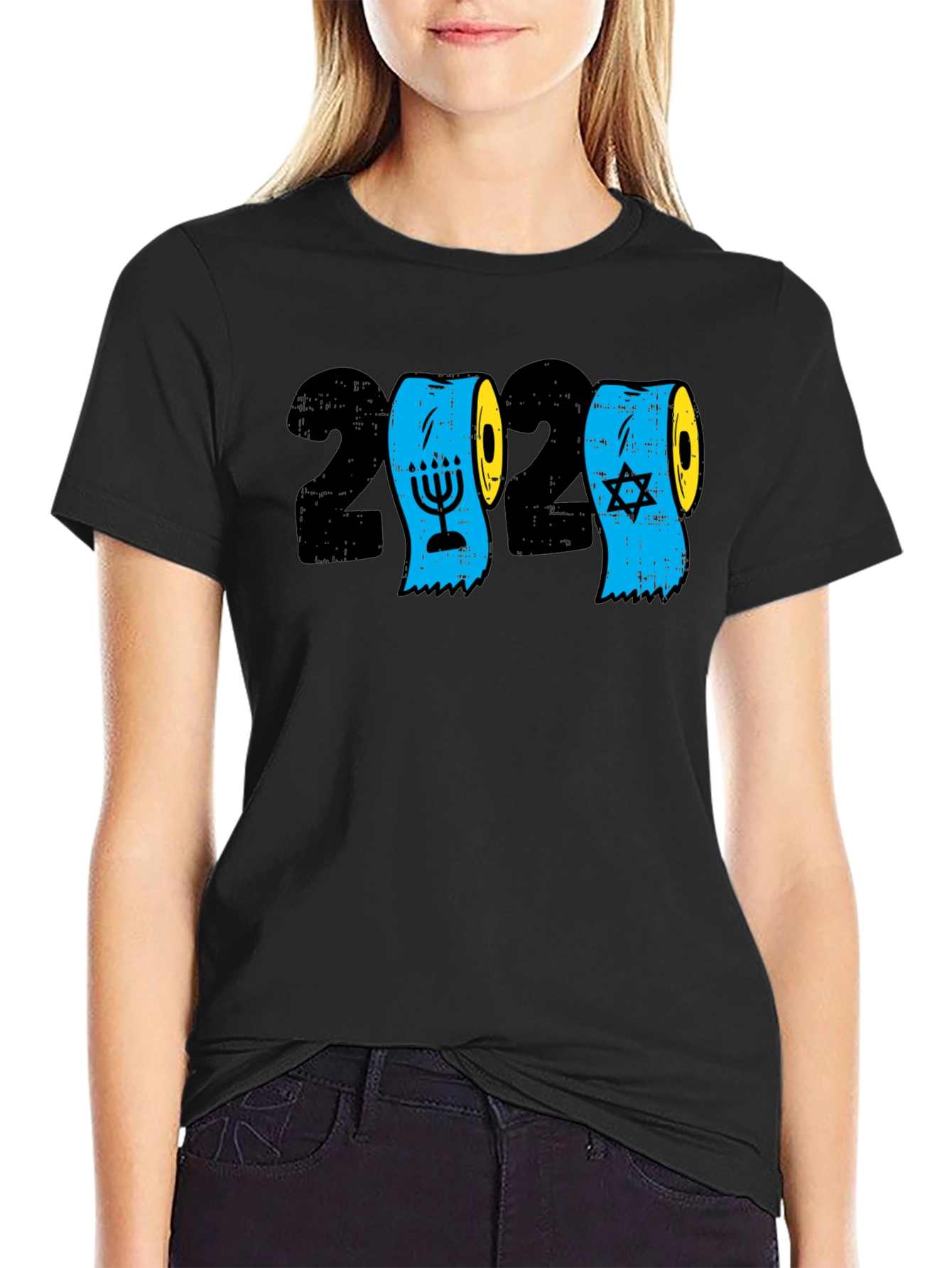 2020 Toilet Paper Hanukkah Star of David Mens Black T-Shirt
