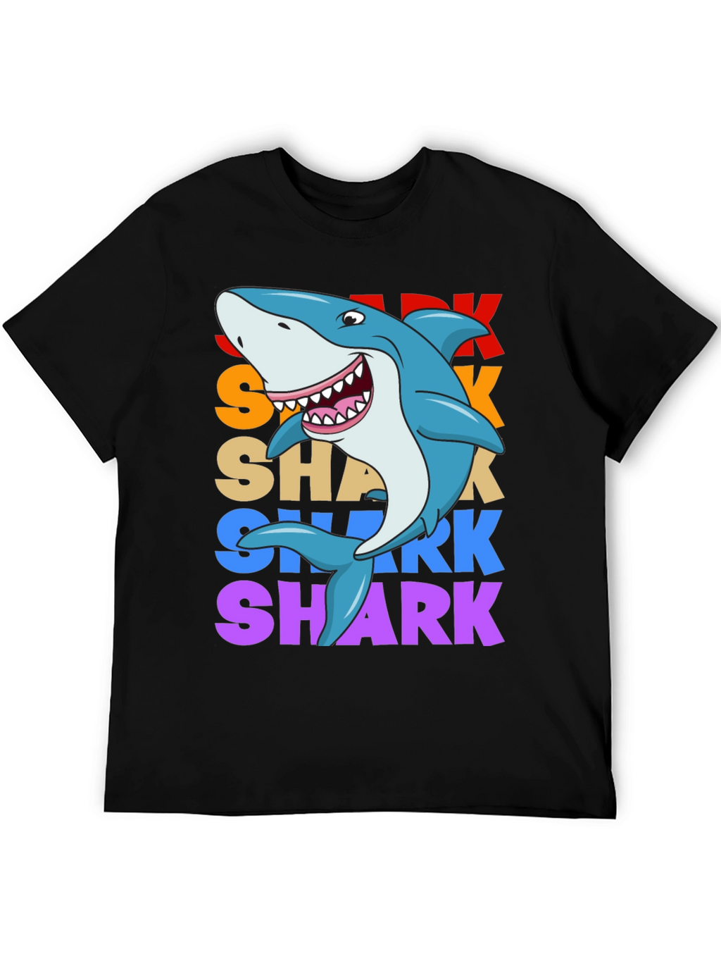 Shark Graphic Print T-Shirt - Black