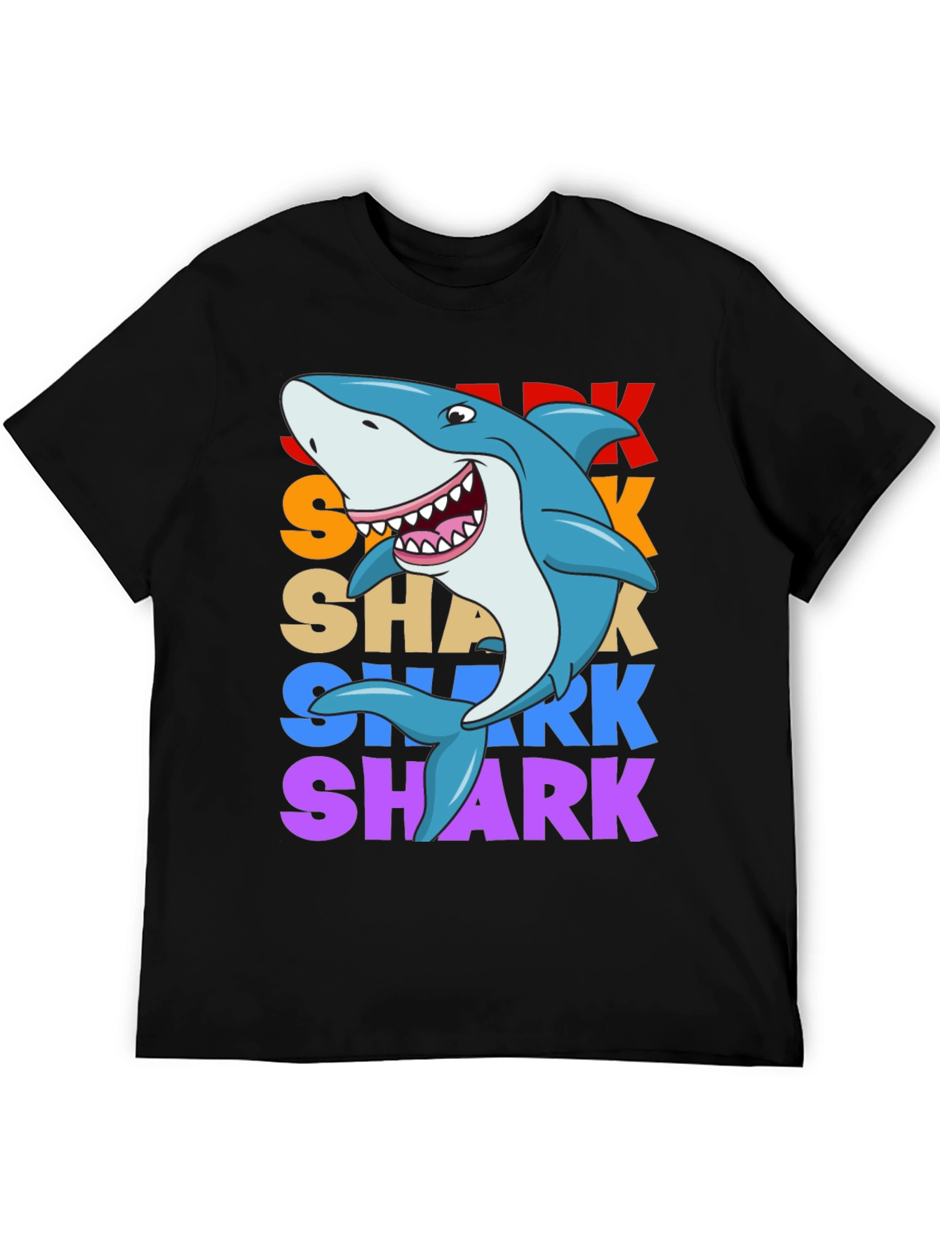 Shark Graphic Print T-Shirt - Black