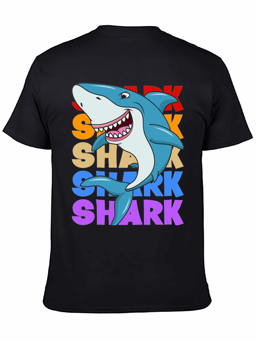 Shark Graphic Print T-Shirt - Black