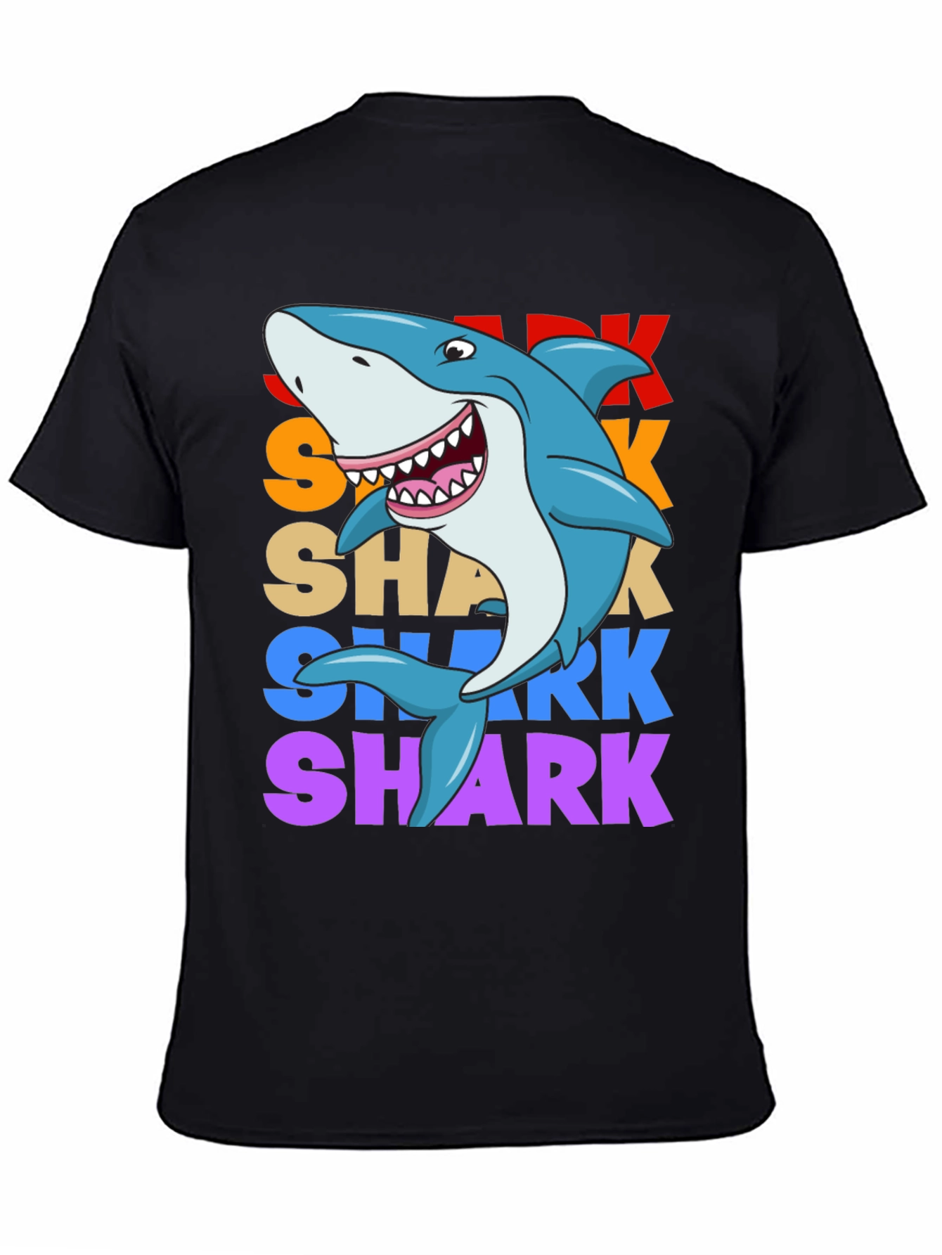 Shark Graphic Print T-Shirt - Black