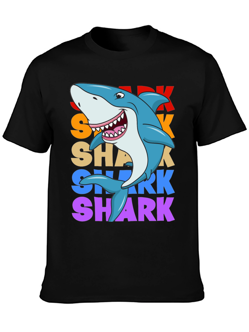 Shark Graphic Print T-Shirt - Black
