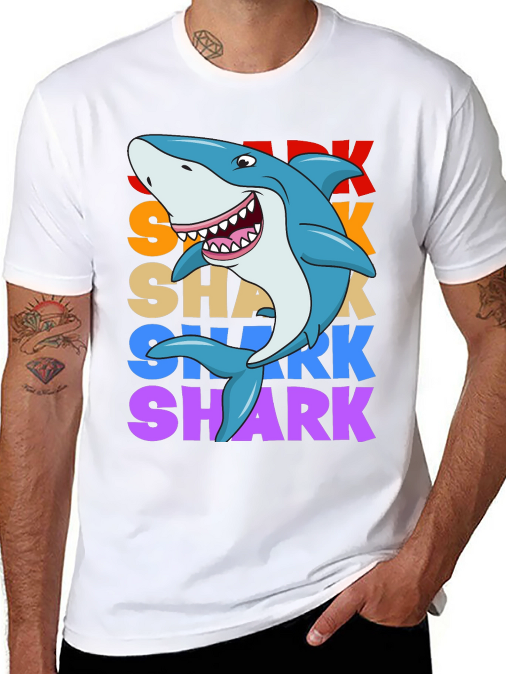 Shark Graphic Print T-Shirt - Black