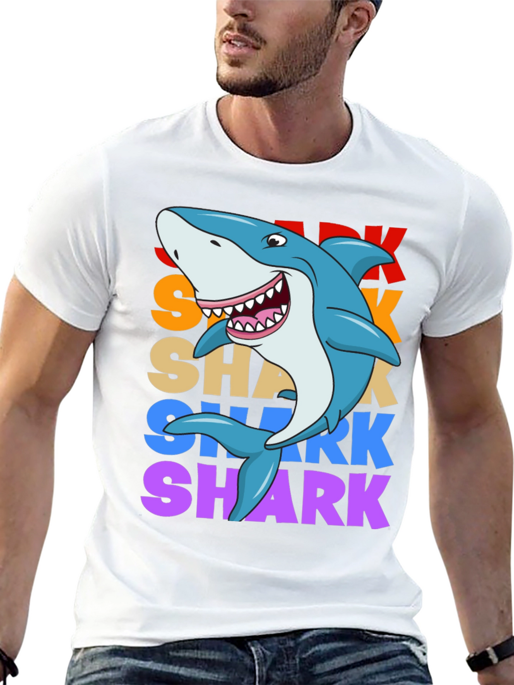 Shark Graphic Print T-Shirt - Black