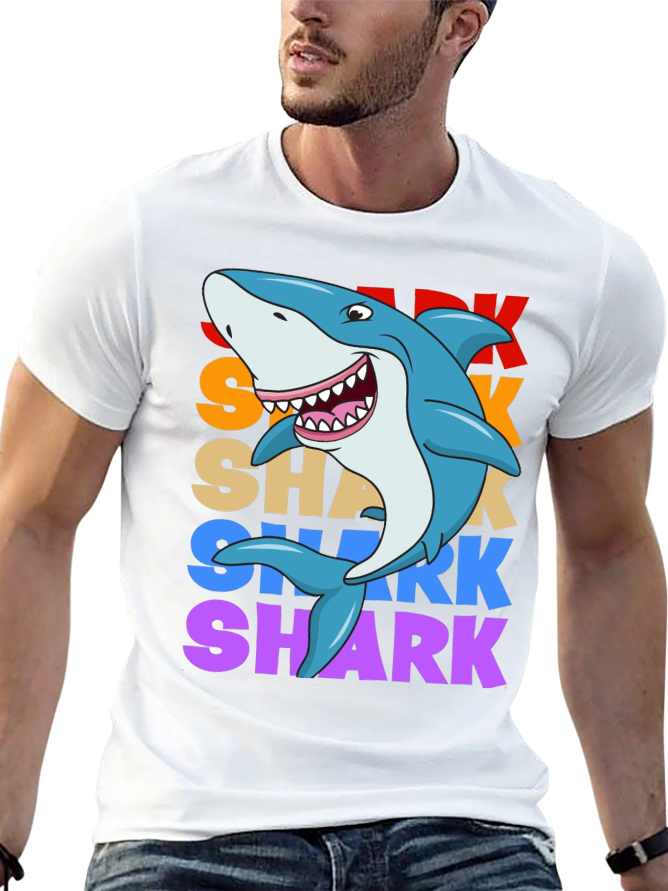 Shark Graphic Print T-Shirt - Black