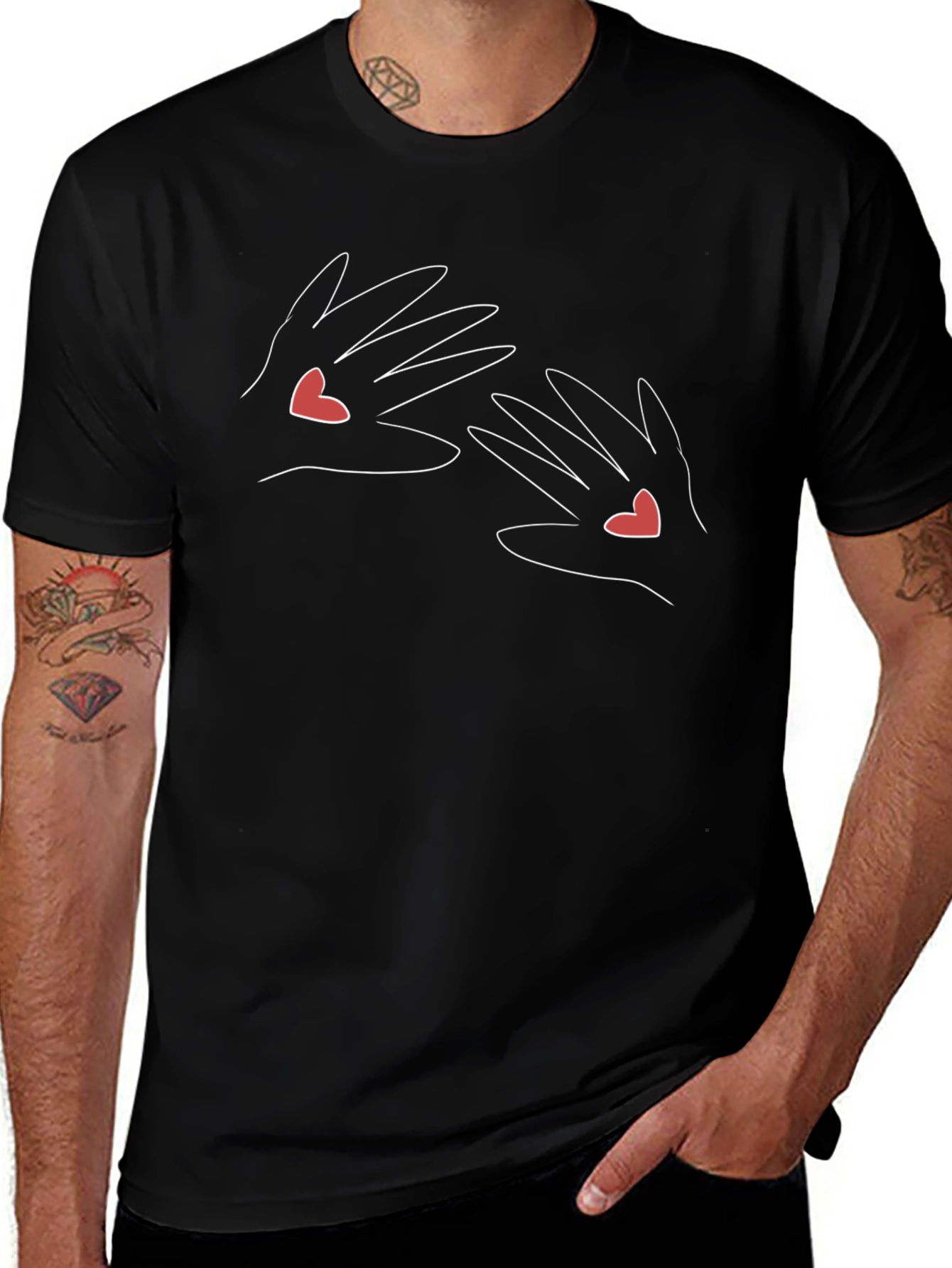 Hands Heart T-Shirt - Modern Minimalist Design