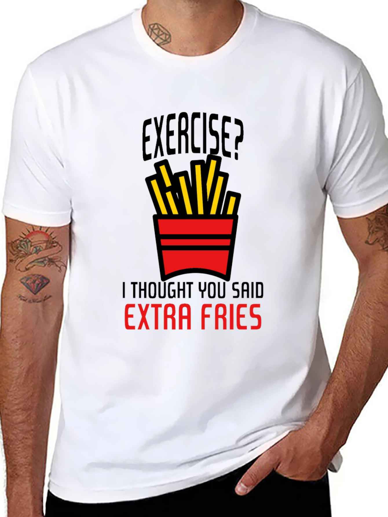 Exercise? Extra Fries Graphic T-Shirt