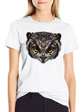 Owl Face Graphic Print Black T-Shirt