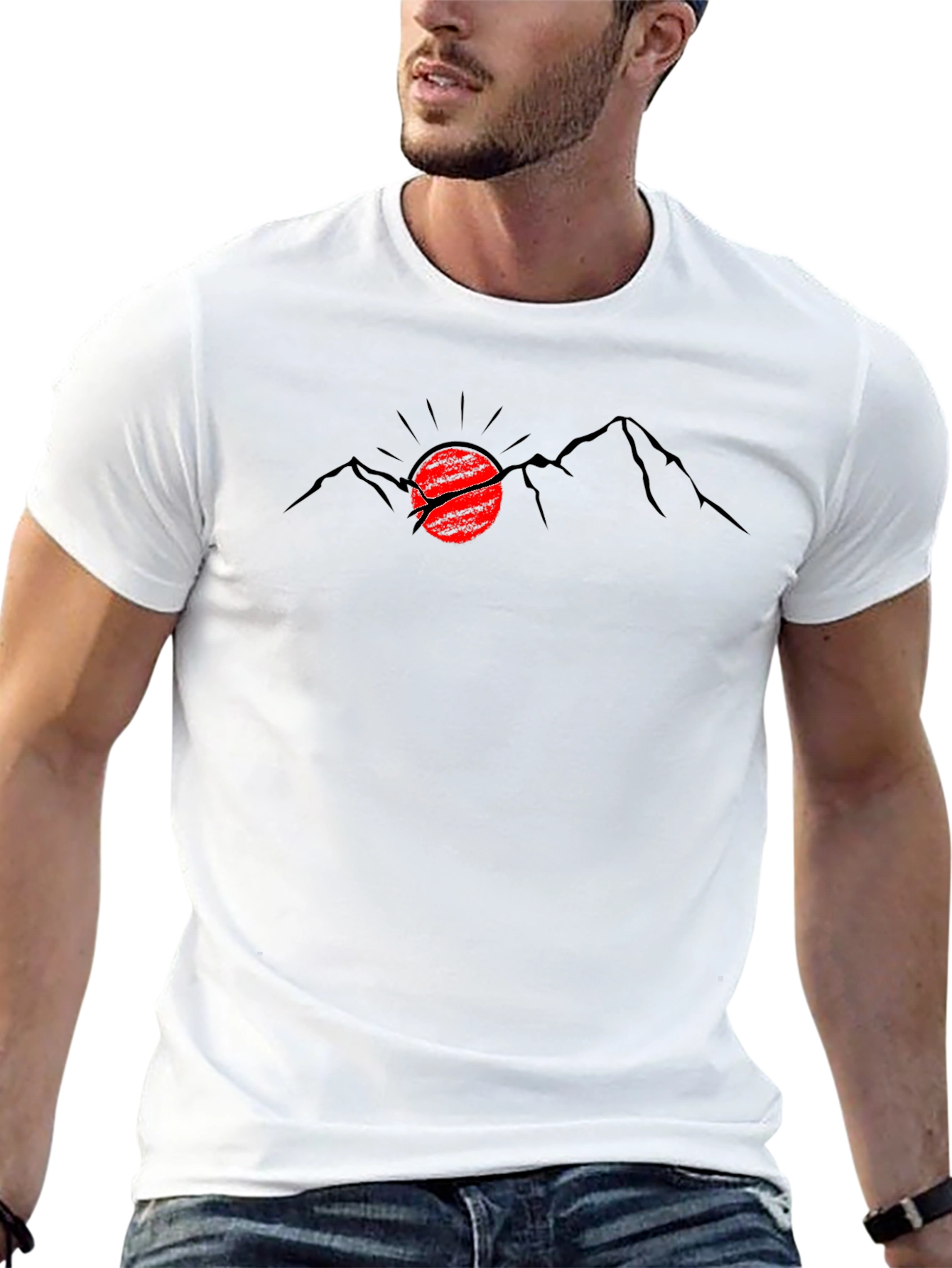 Mountain Sunset Graphic Tee - Black Cotton