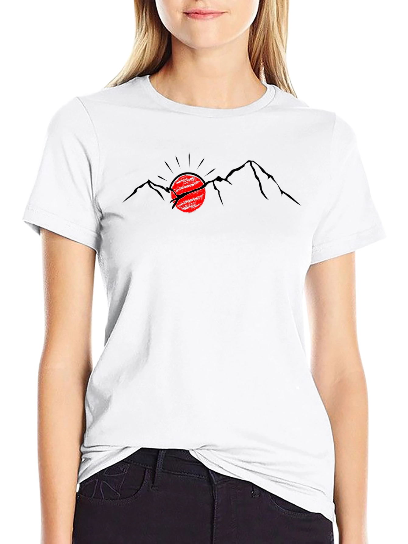 Mountain Sunset Graphic Tee - Black Cotton