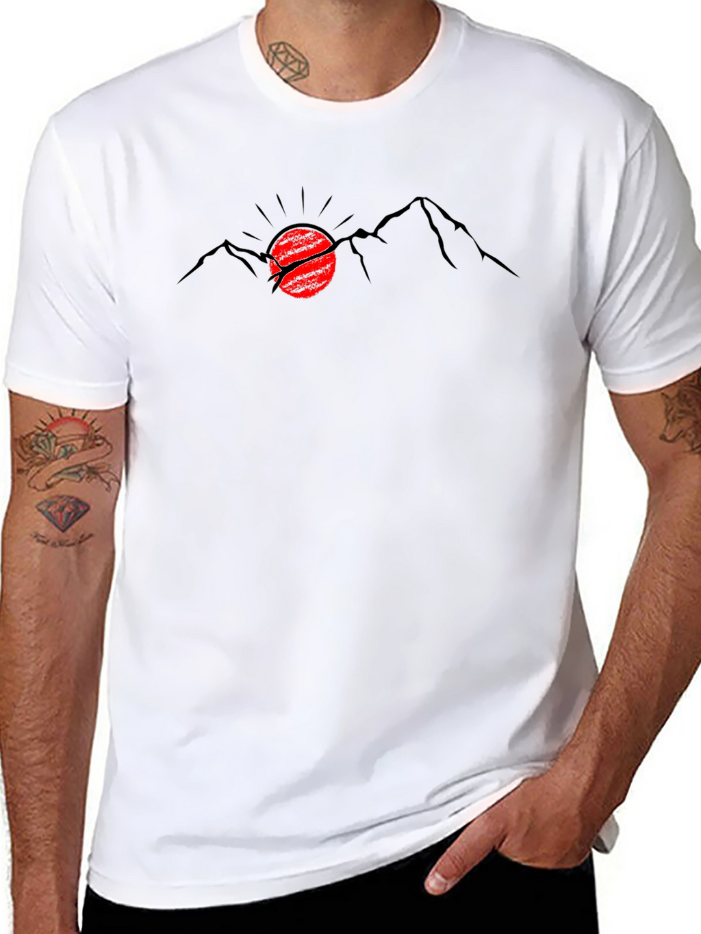 Mountain Sunset Graphic Tee - Black Cotton