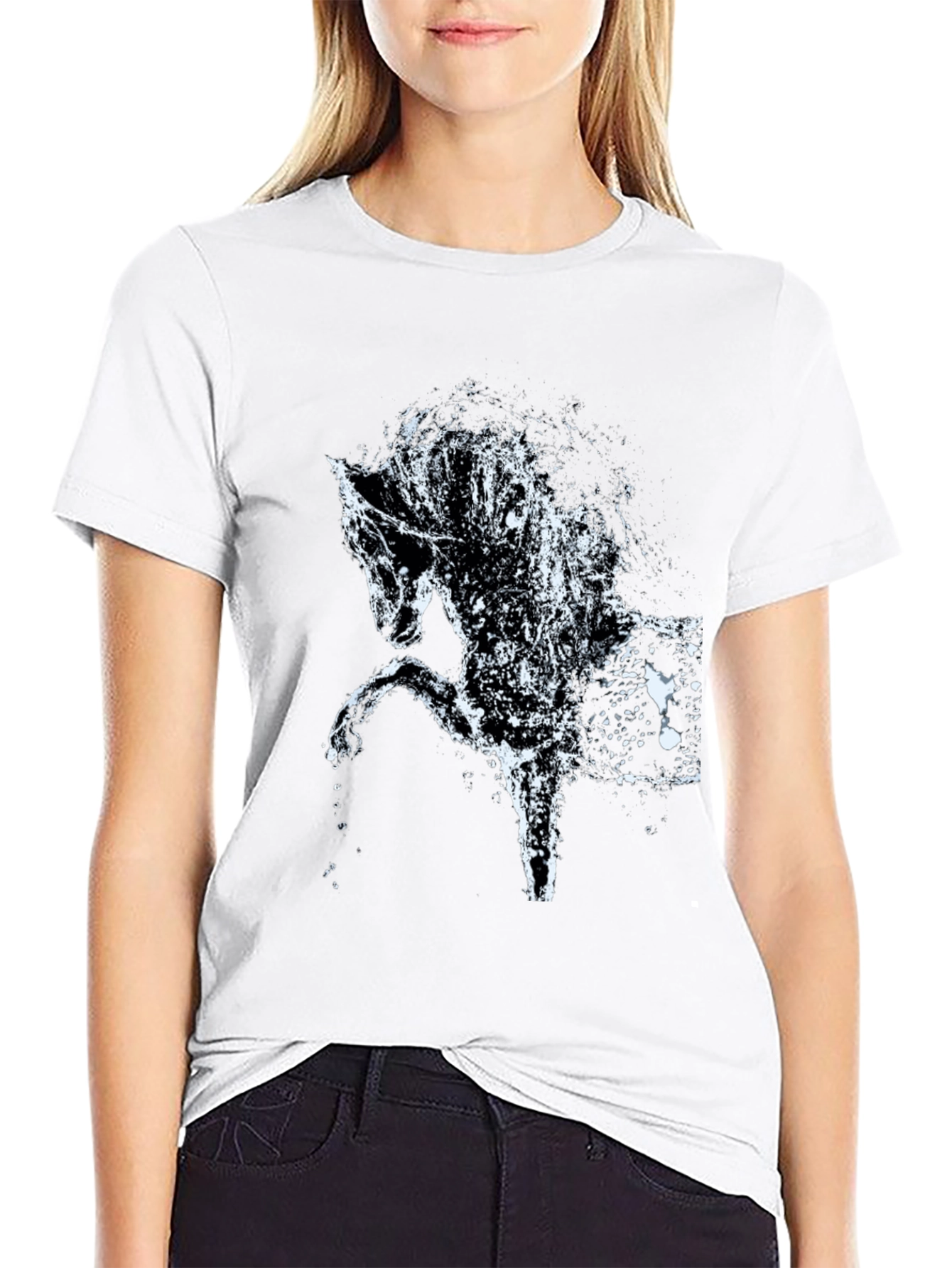 Black Horse Water Splash Graphic Tee