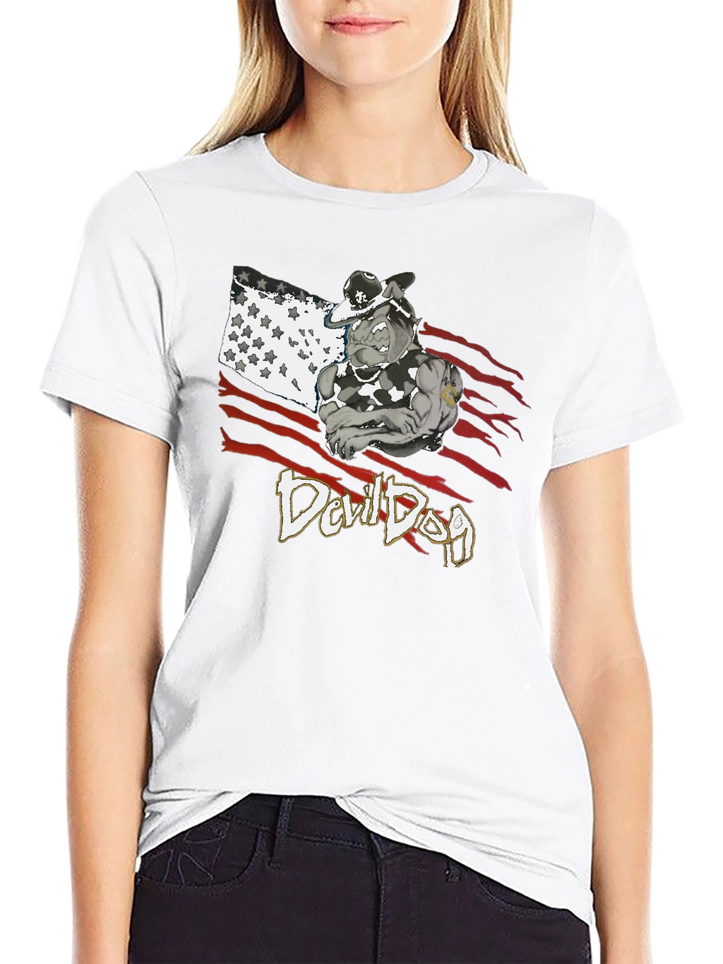 Devil Dog Graphic Tee - Patriotic Bulldog T-Shirt