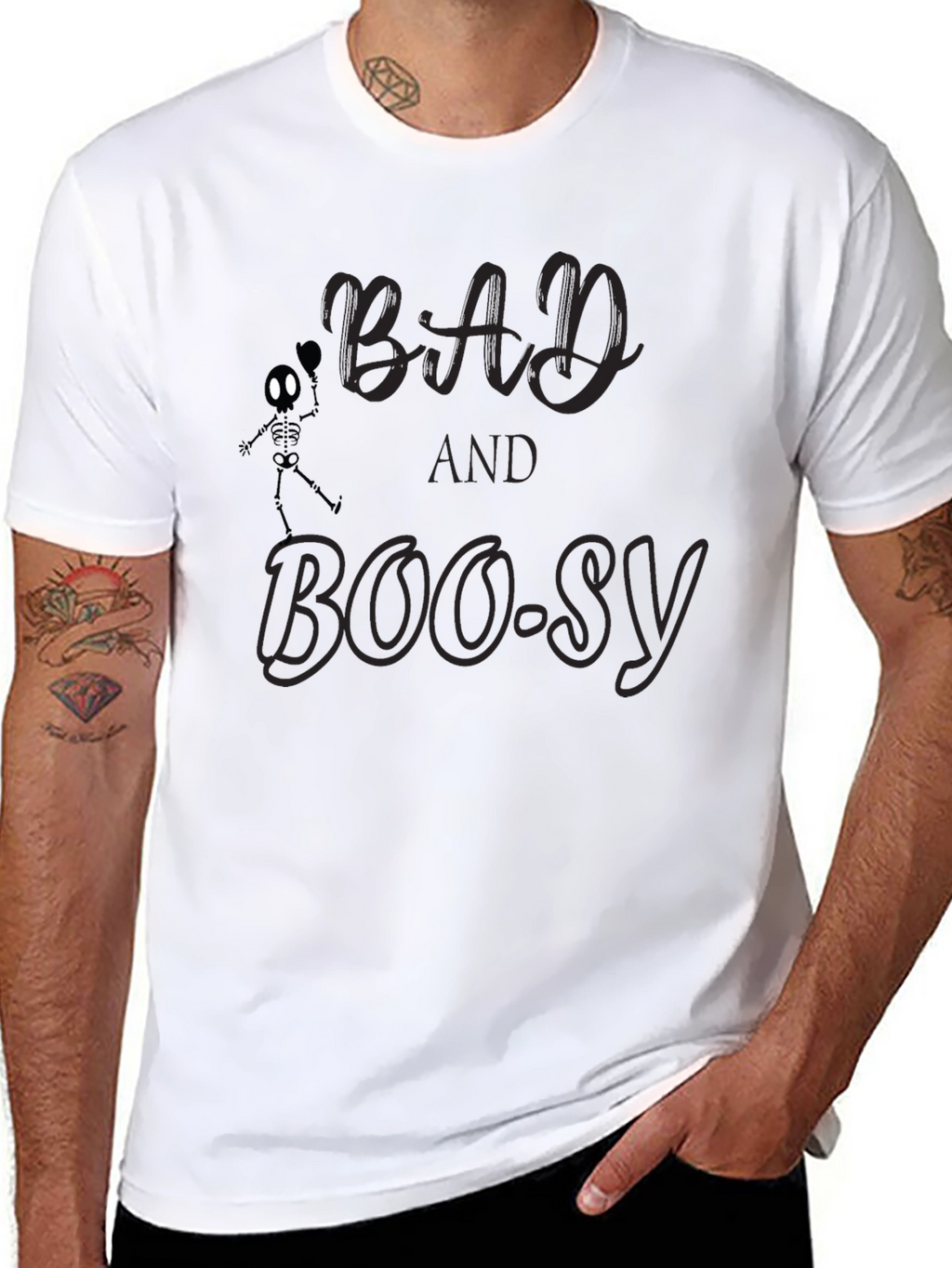 Bad and Boosy Black Tee - Halloween Humor