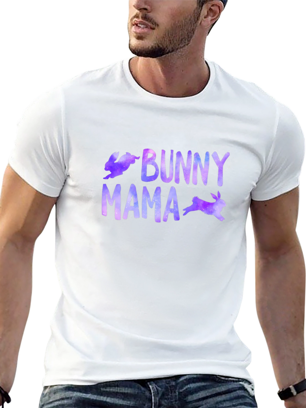 Bunny Mama Graphic Print Black T-Shirt