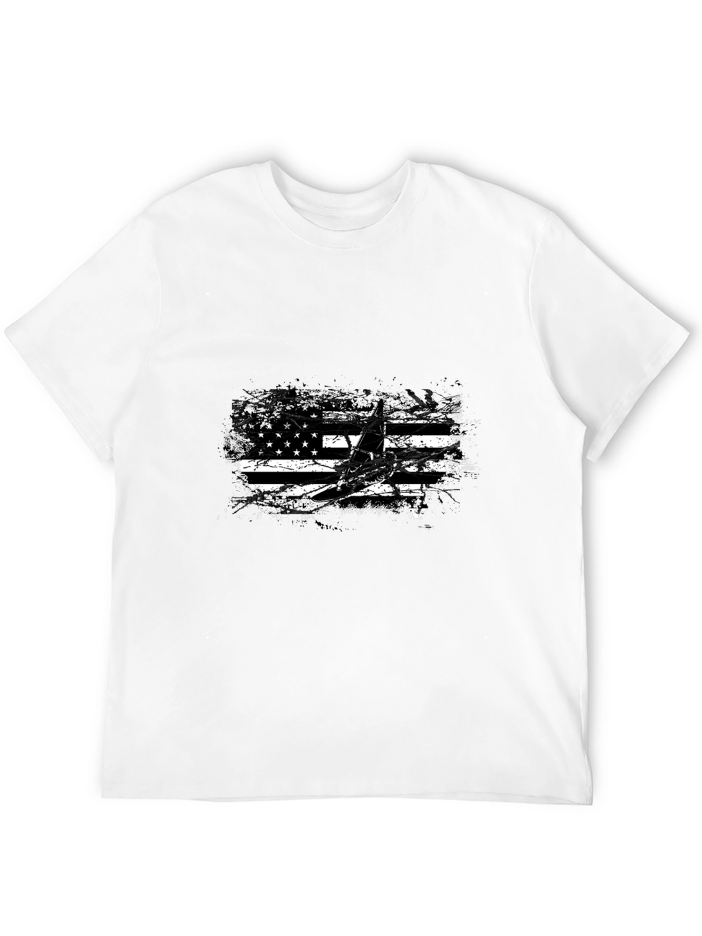 American Flag Airplane Graphic Tee - Black