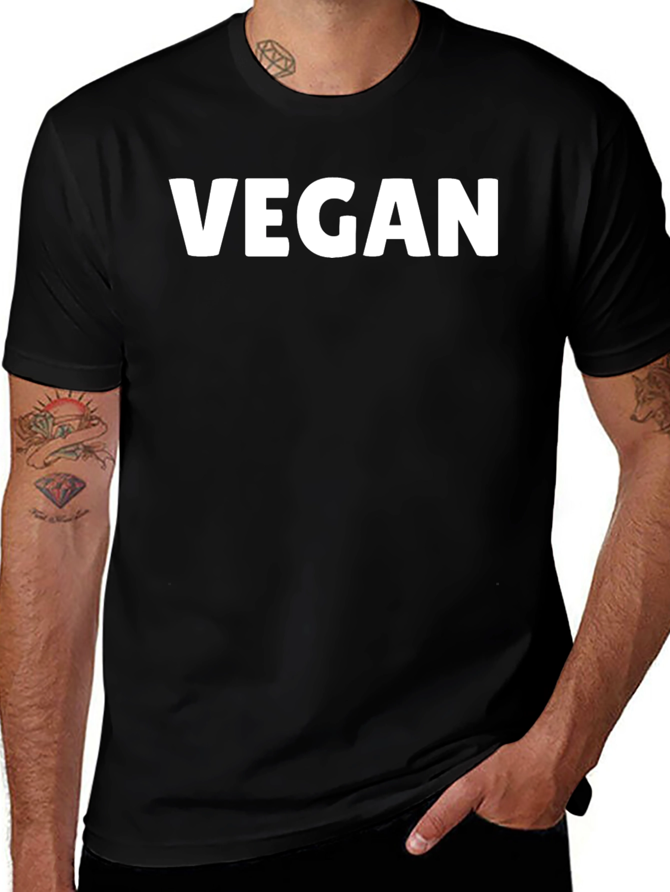 Vegan Statement T-Shirt - Bold White Lettering on Black