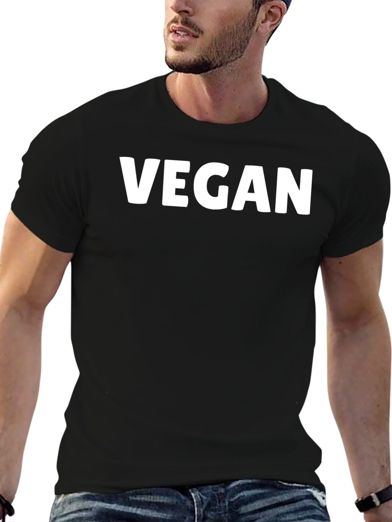 Vegan Statement T-Shirt - Bold White Lettering on Black