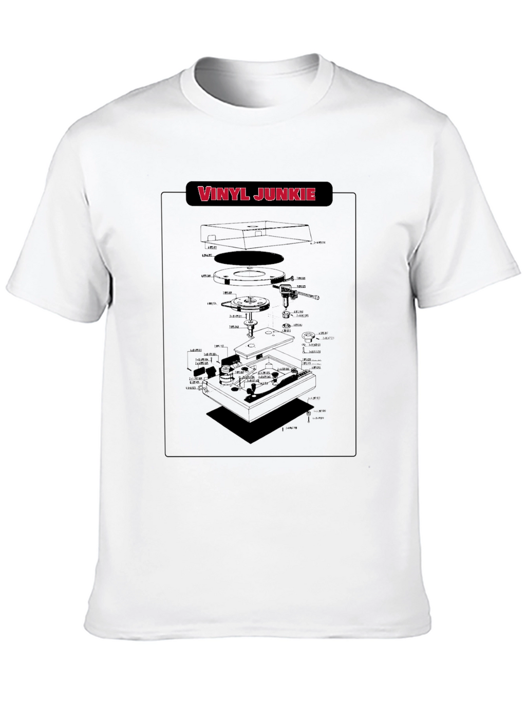 Vinyl Junkie Turntable Schematic Black T-Shirt