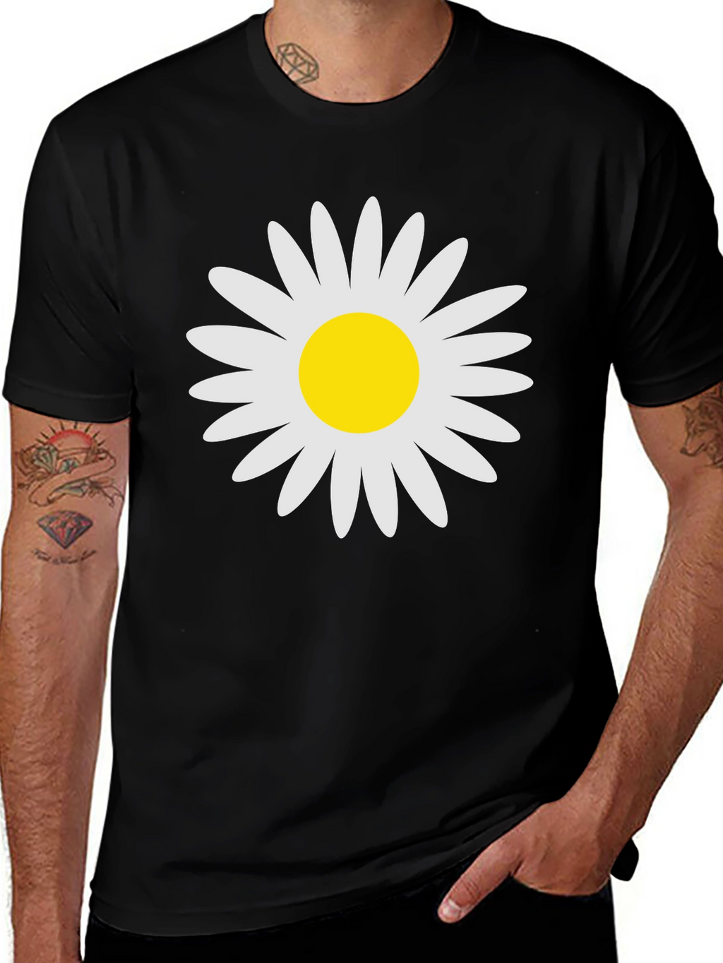 Daisy Graphic Print Black T-Shirt