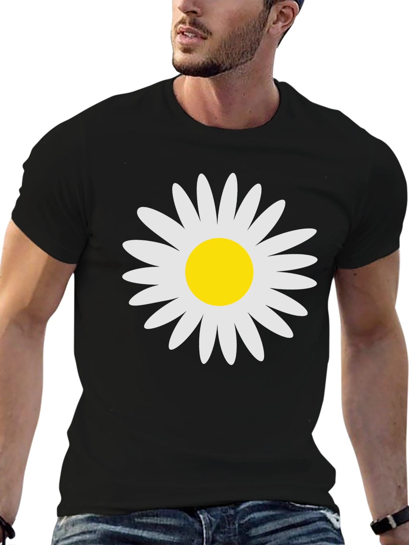 Daisy Graphic Print Black T-Shirt