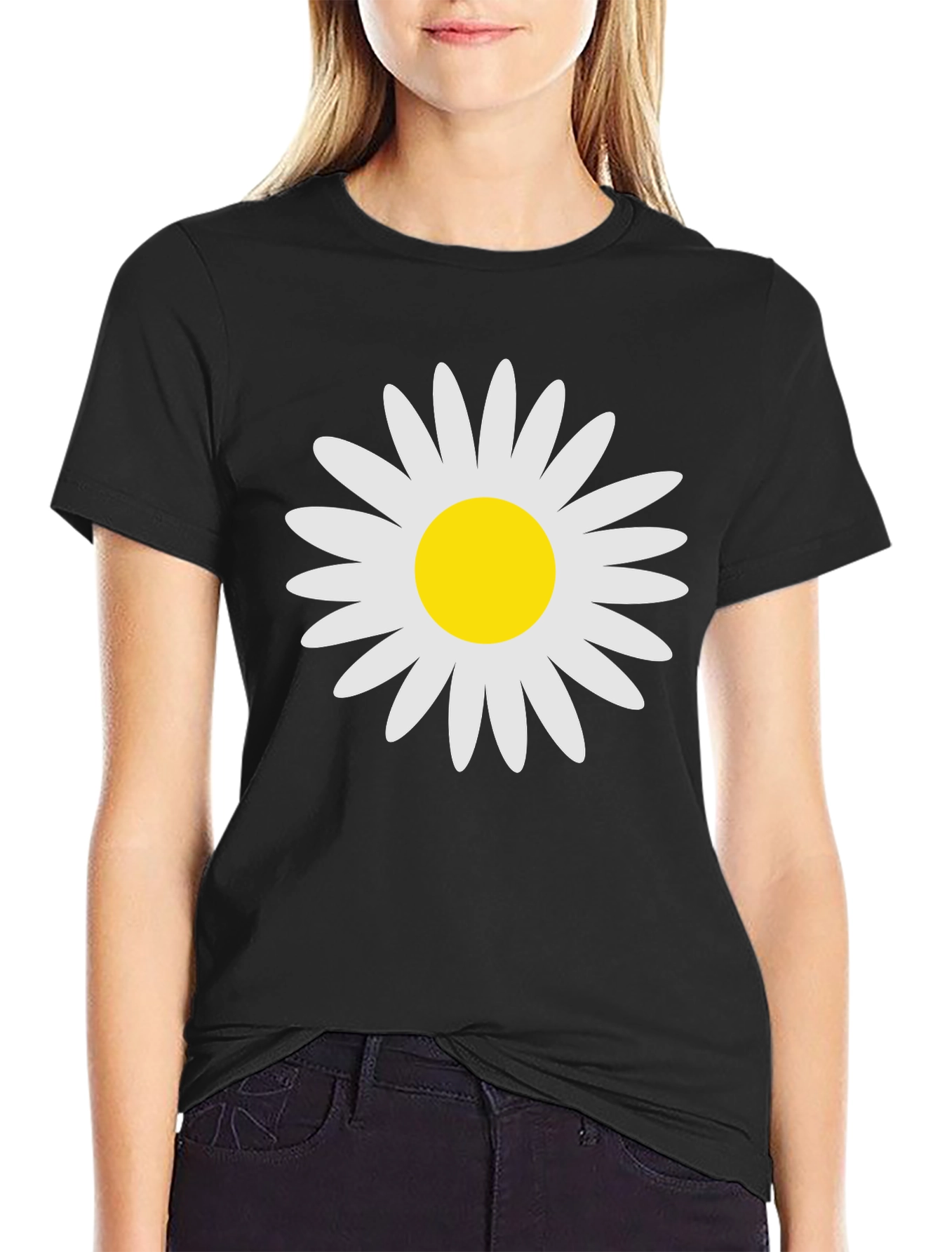Daisy Graphic Print Black T-Shirt
