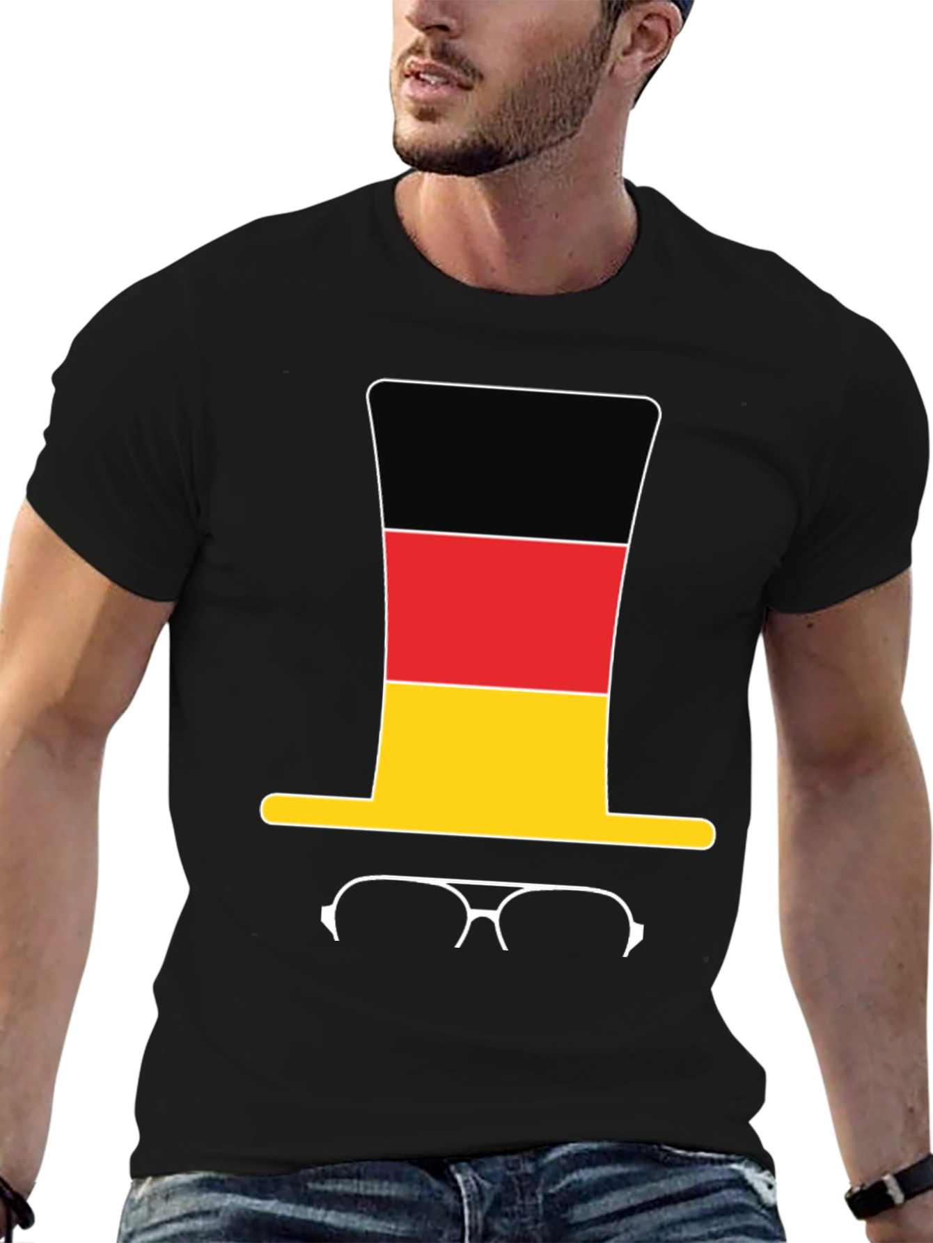 Germany Flag Top Hat & Glasses T-Shirt
