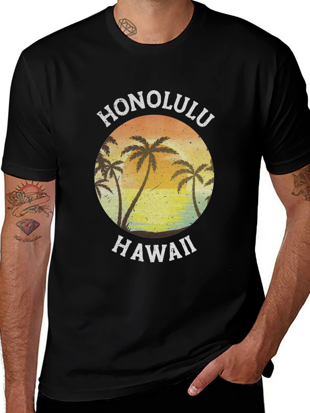 Honolulu Hawaii Palm Tree Graphic Tee