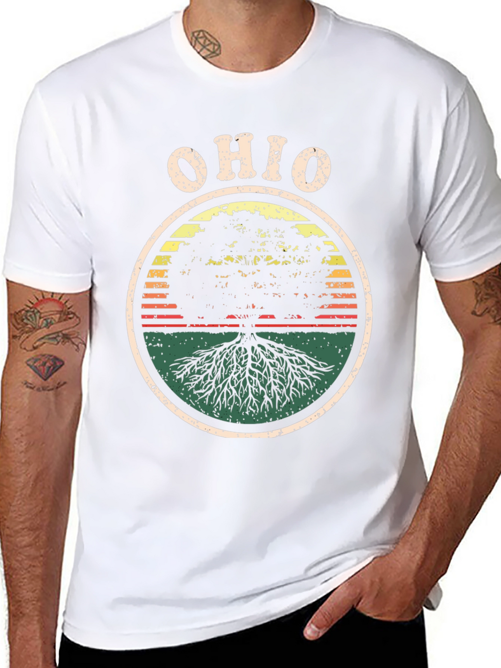 Ohio Tree Roots Retro Graphic T-Shirt
