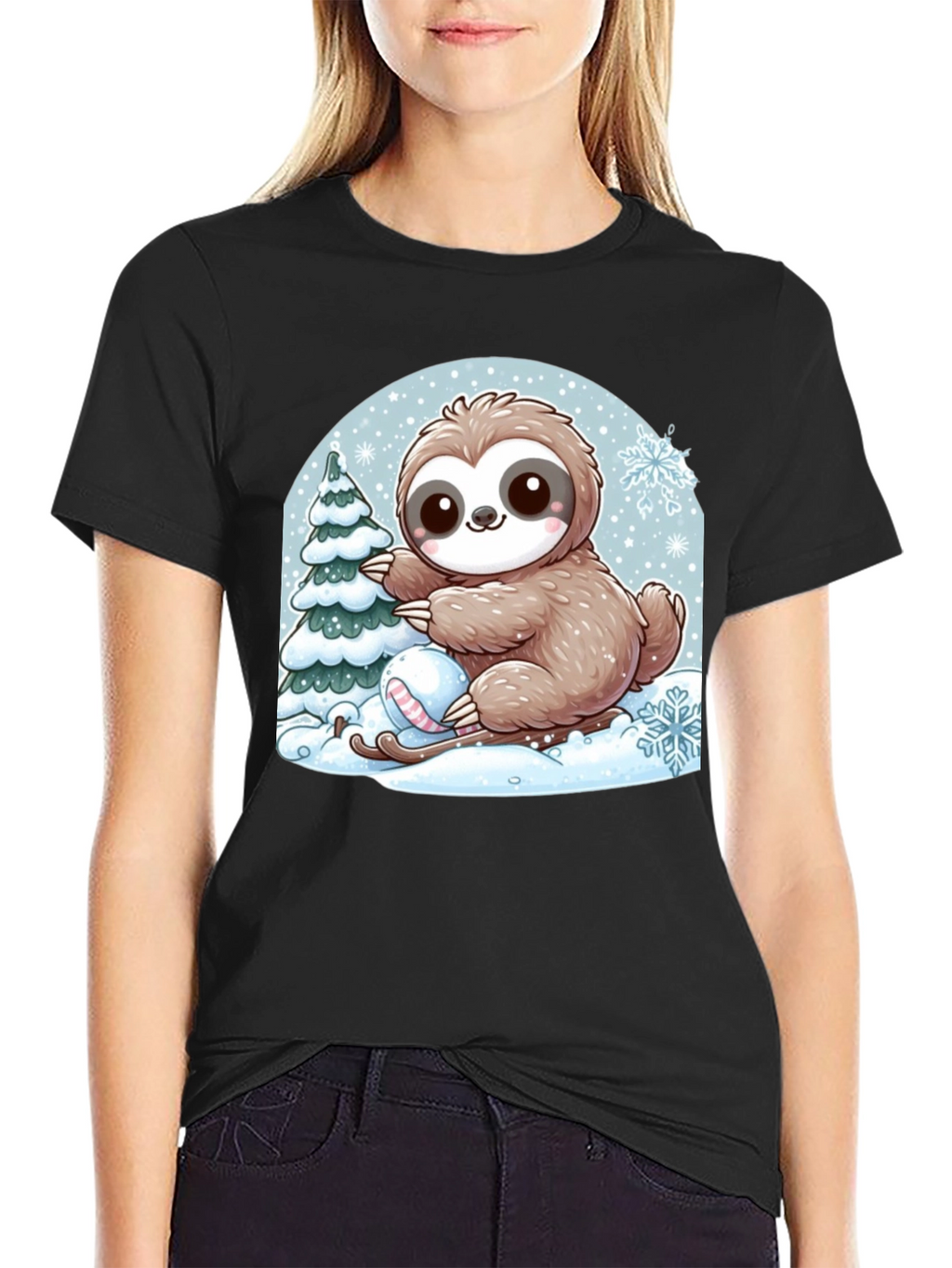 Cute Sloth Winter Holiday T-Shirt