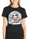 Cute Sloth Winter Holiday T-Shirt
