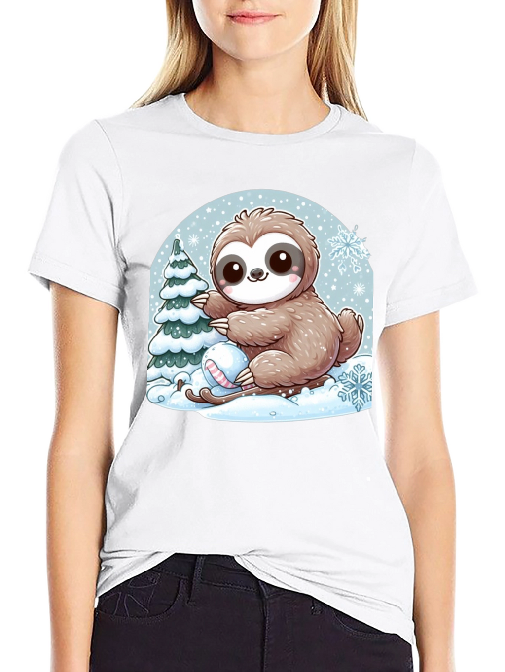 Cute Sloth Winter Holiday T-Shirt