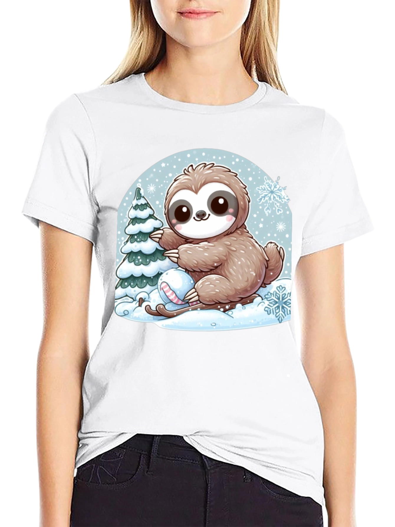 Cute Sloth Winter Holiday T-Shirt