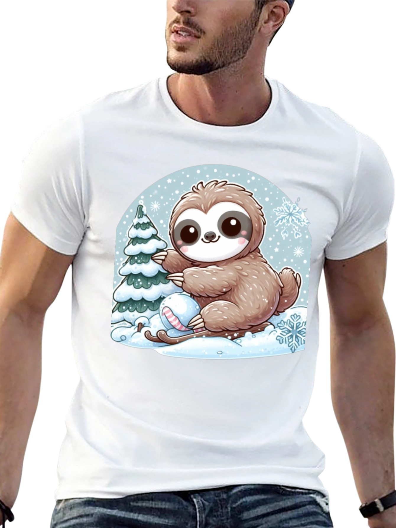Cute Sloth Winter Holiday T-Shirt