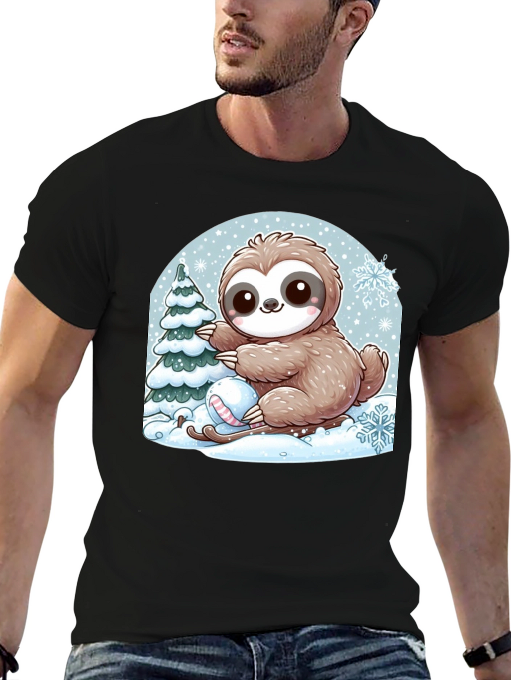 Cute Sloth Winter Holiday T-Shirt
