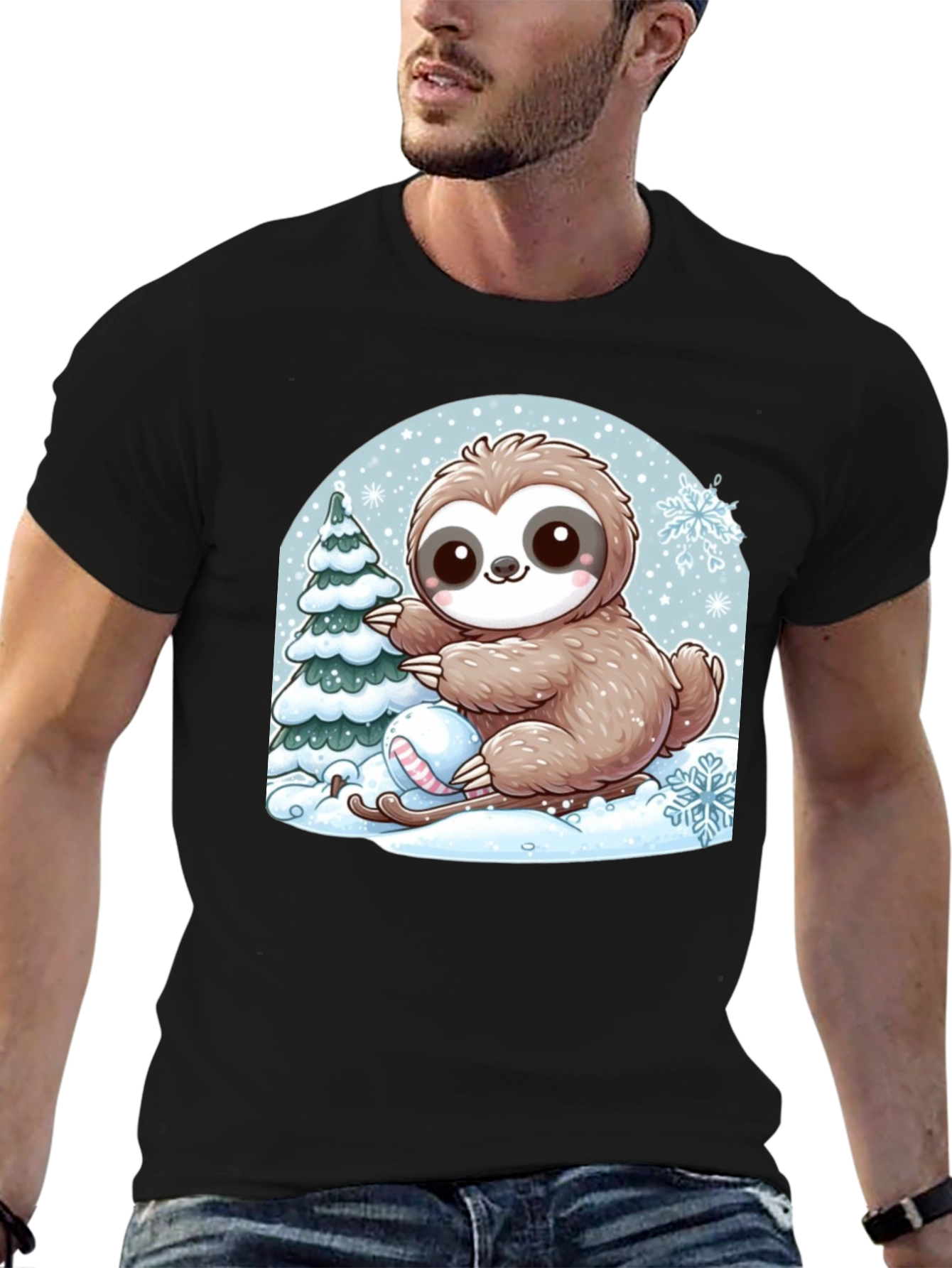 Cute Sloth Winter Holiday T-Shirt